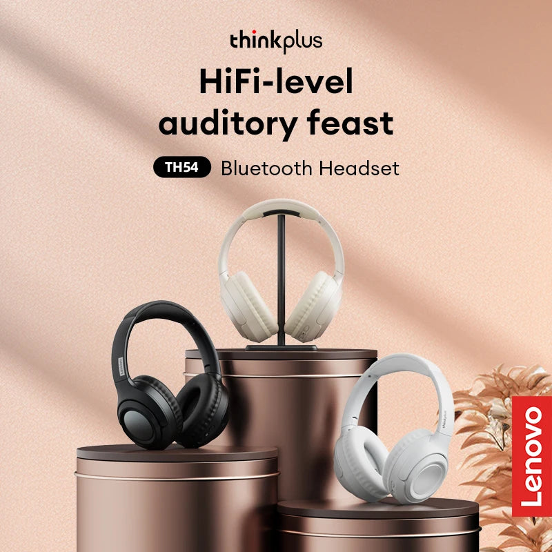 100% Original New Lenovo TH54 Wireless Bluetooth 5.4 Headphones Stereo Earbuds Noise Reduction Over Ear Gaming Headset With Mic