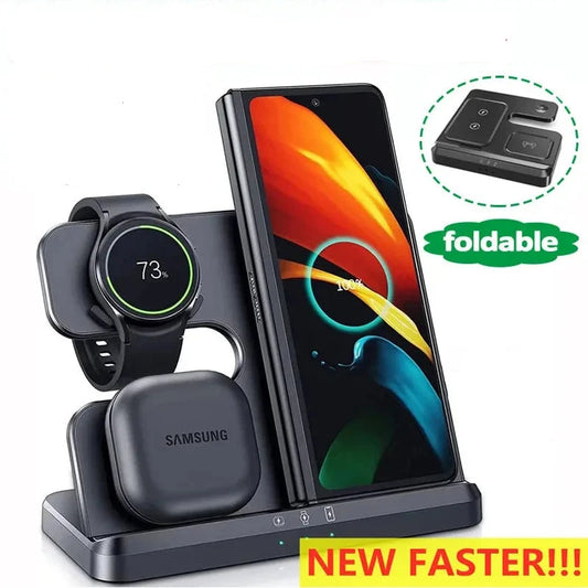 3 in 1 Wireless Charger Stand For Samsung Fold 4 3 S22 Untra Galaxy Watch 5 4 3 Active 2/1 Buds Fast Charging