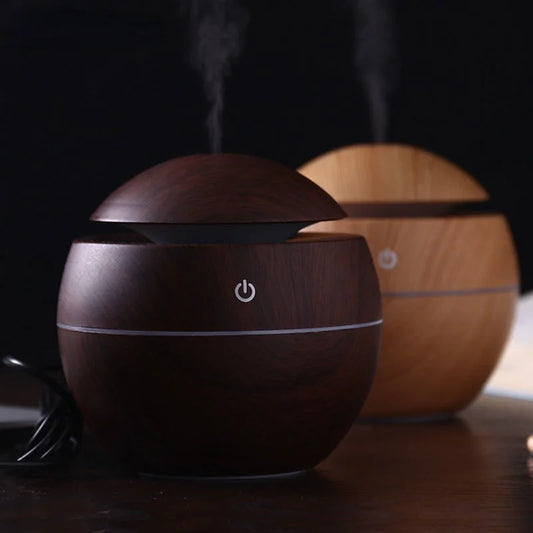 130ML Air Humidifier Ultrasonic USB Aroma Diffuser Wood Grain LED Night Light Oil Diffuser Aromatherapy Home