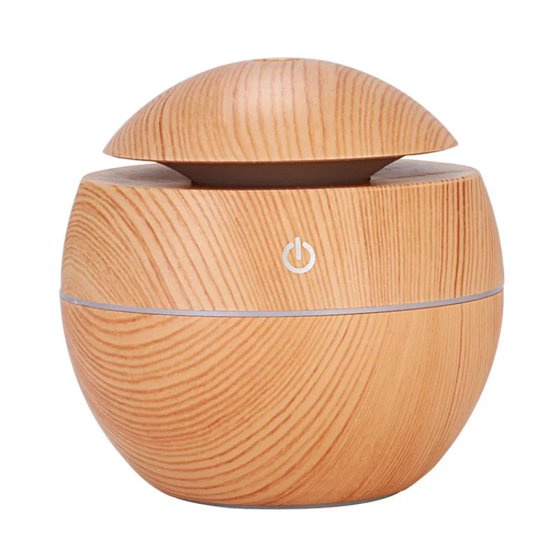 130ML Air Humidifier Ultrasonic USB Aroma Diffuser Wood Grain LED Night Light Oil Diffuser Aromatherapy Home