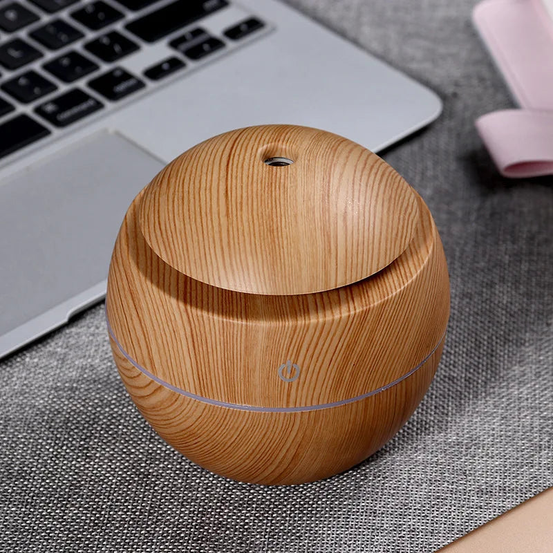 130ML Air Humidifier Ultrasonic USB Aroma Diffuser Wood Grain LED Night Light Oil Diffuser Aromatherapy Home