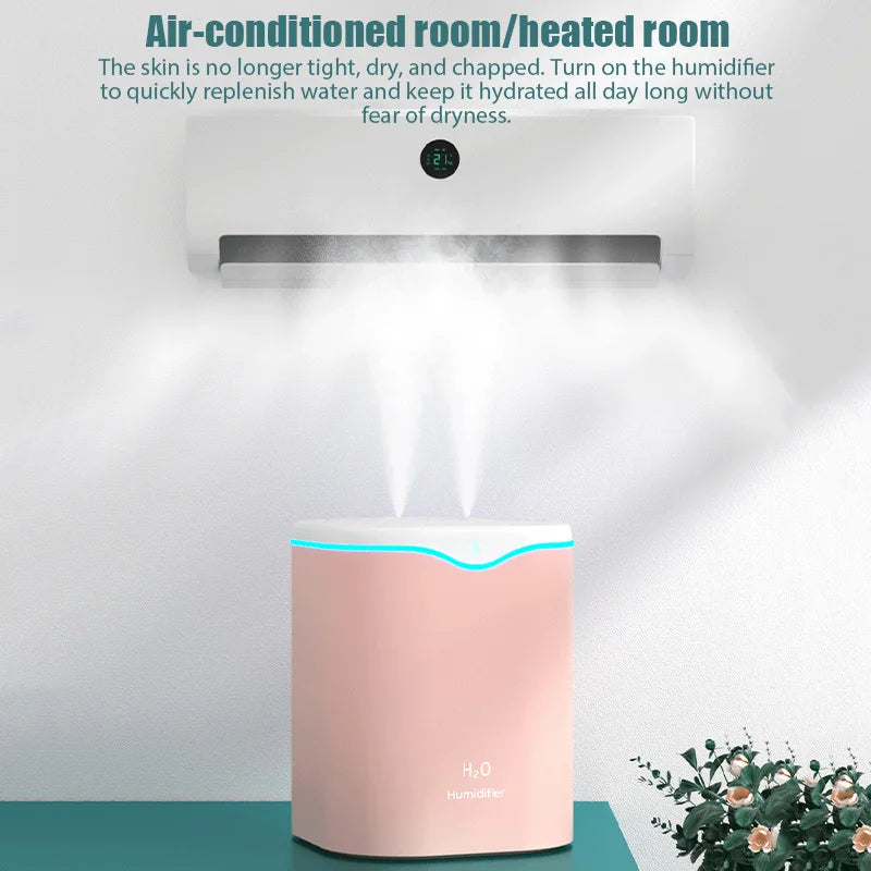 2000ML USB Air Humidifier Double Spray Port Essential Oil Aromatherapy Humification