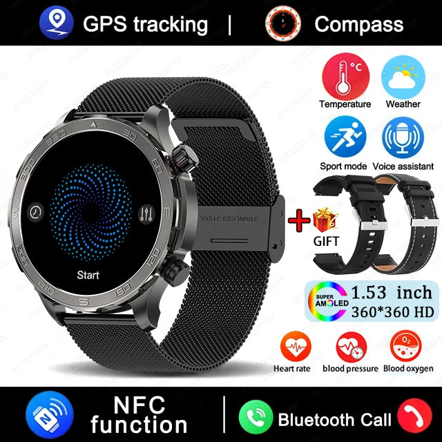 Bluetooth Large Screen NFC IP68 Waterproof GPS Sports Smart Watch