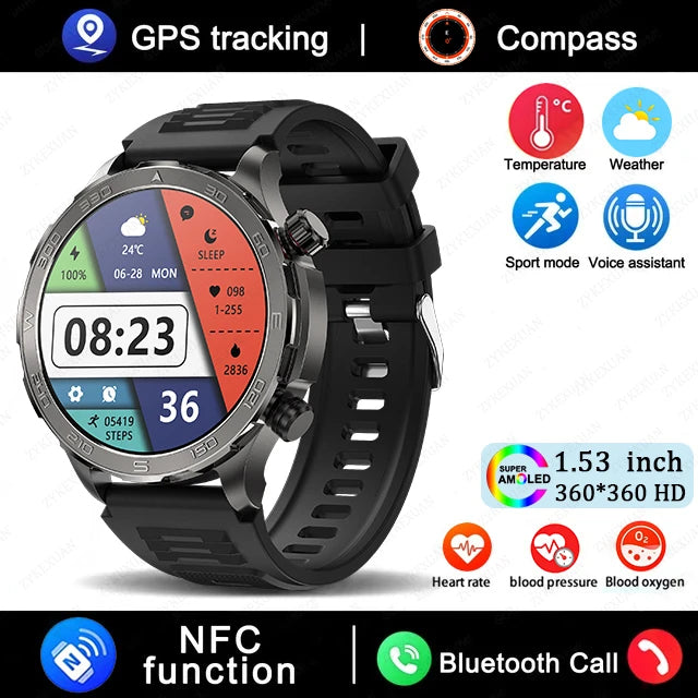 Bluetooth Large Screen NFC IP68 Waterproof GPS Sports Smart Watch