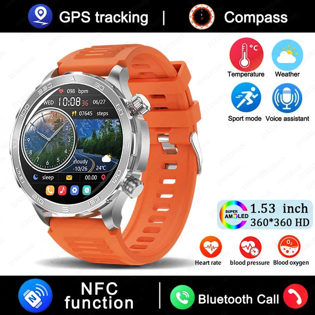 Bluetooth Large Screen NFC IP68 Waterproof GPS Sports Smart Watch