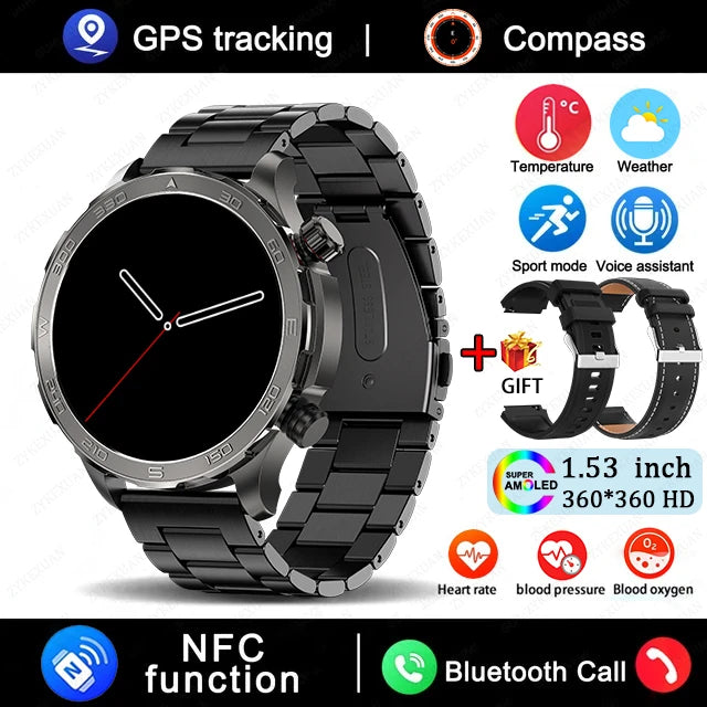 Bluetooth Large Screen NFC IP68 Waterproof GPS Sports Smart Watch