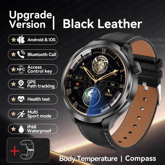 Sports Waterproof Smart Bracelet Men Watch 1.85 inch AMOLED Screen GPS NFC Compass Bluetooth Call Smartwatch