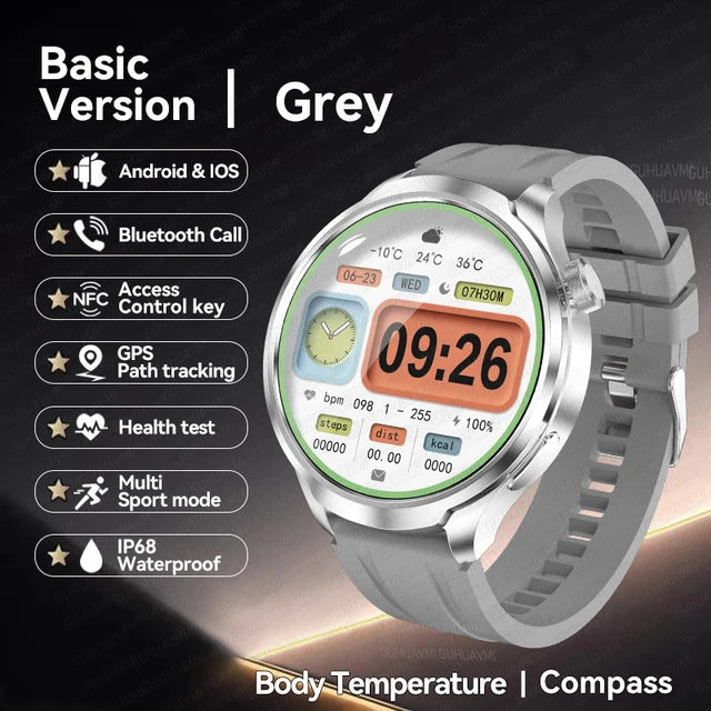 Sports Waterproof Smart Bracelet Men Watch 1.85 inch AMOLED Screen GPS NFC Compass Bluetooth Call Smartwatch