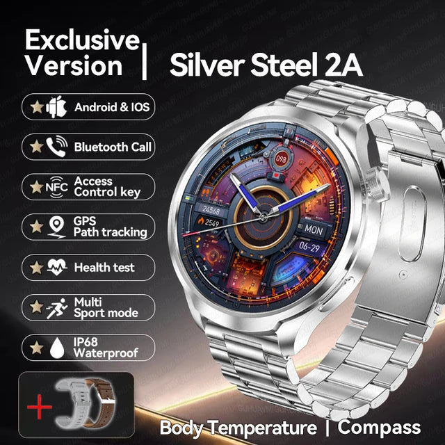 Sports Waterproof Smart Bracelet Men Watch 1.85 inch AMOLED Screen GPS NFC Compass Bluetooth Call Smartwatch