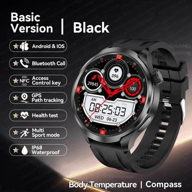 Sports Waterproof Smart Bracelet Men Watch 1.85 inch AMOLED Screen GPS NFC Compass Bluetooth Call Smartwatch