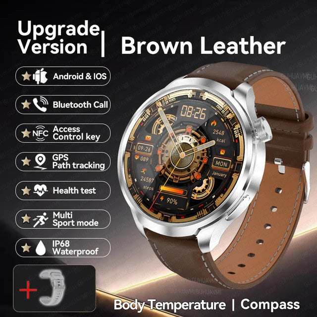 Sports Waterproof Smart Bracelet Men Watch 1.85 inch AMOLED Screen GPS NFC Compass Bluetooth Call Smartwatch