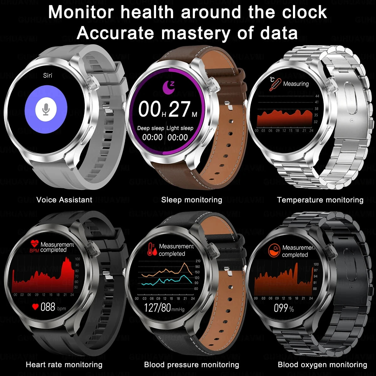 Sports Waterproof Smart Bracelet Men Watch 1.85 inch AMOLED Screen GPS NFC Compass Bluetooth Call Smartwatch