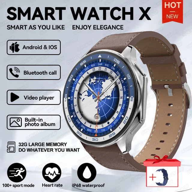 X Smart Watch 4G Memory Music Video Bluetooth Call IP68 Waterproof Smartwatch