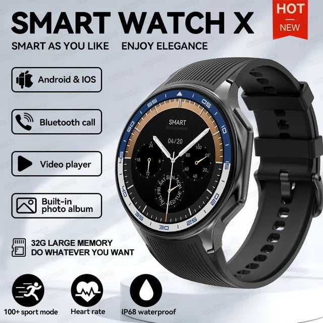 X Smart Watch 4G Memory Music Video Bluetooth Call IP68 Waterproof Smartwatch