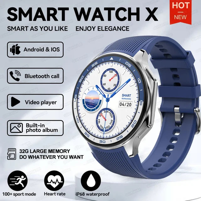 X Smart Watch 4G Memory Music Video Bluetooth Call IP68 Waterproof Smartwatch