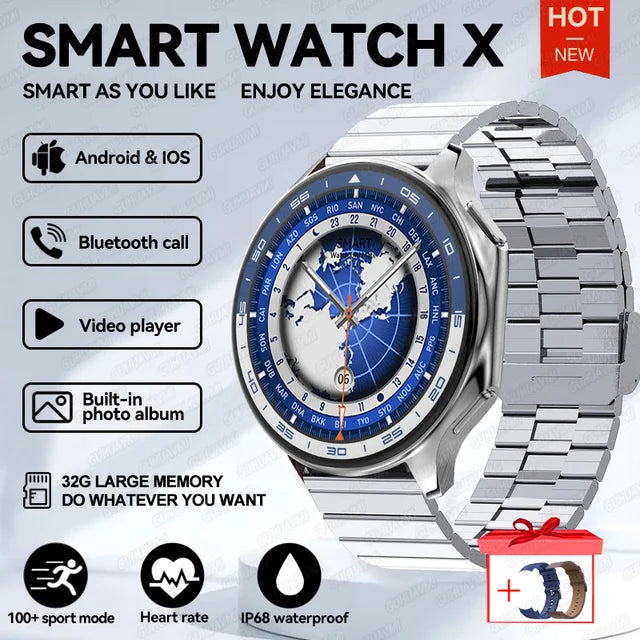 X Smart Watch 4G Memory Music Video Bluetooth Call IP68 Waterproof Smartwatch