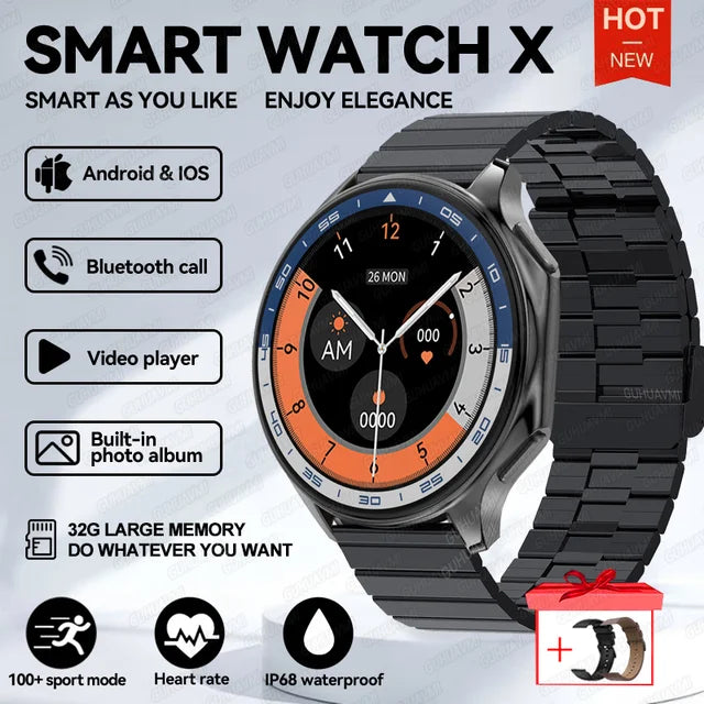 X Smart Watch 4G Memory Music Video Bluetooth Call IP68 Waterproof Smartwatch