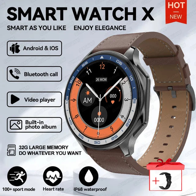 X Smart Watch 4G Memory Music Video Bluetooth Call IP68 Waterproof Smartwatch