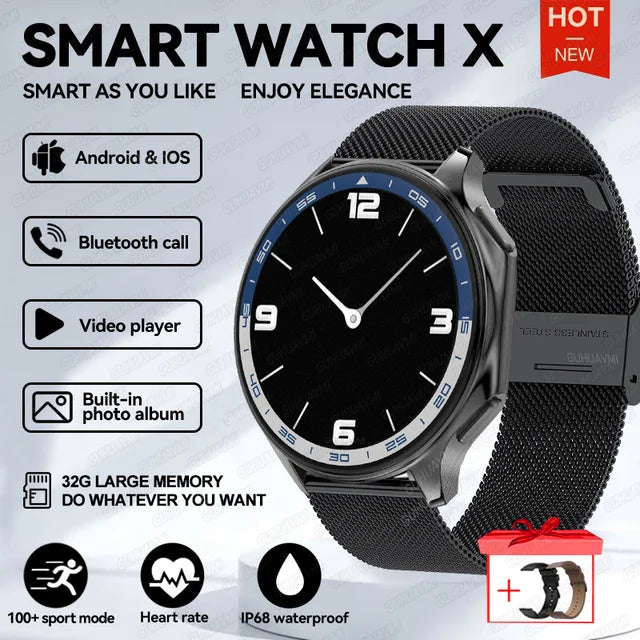 X Smart Watch 4G Memory Music Video Bluetooth Call IP68 Waterproof Smartwatch