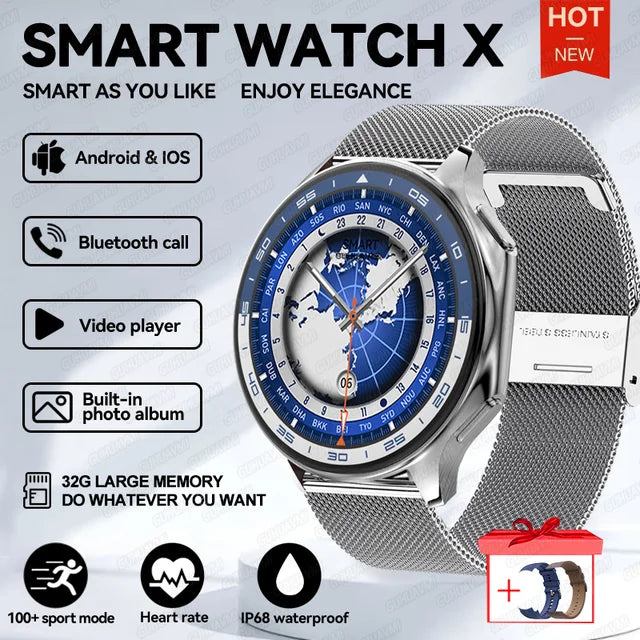 X Smart Watch 4G Memory Music Video Bluetooth Call IP68 Waterproof Smartwatch