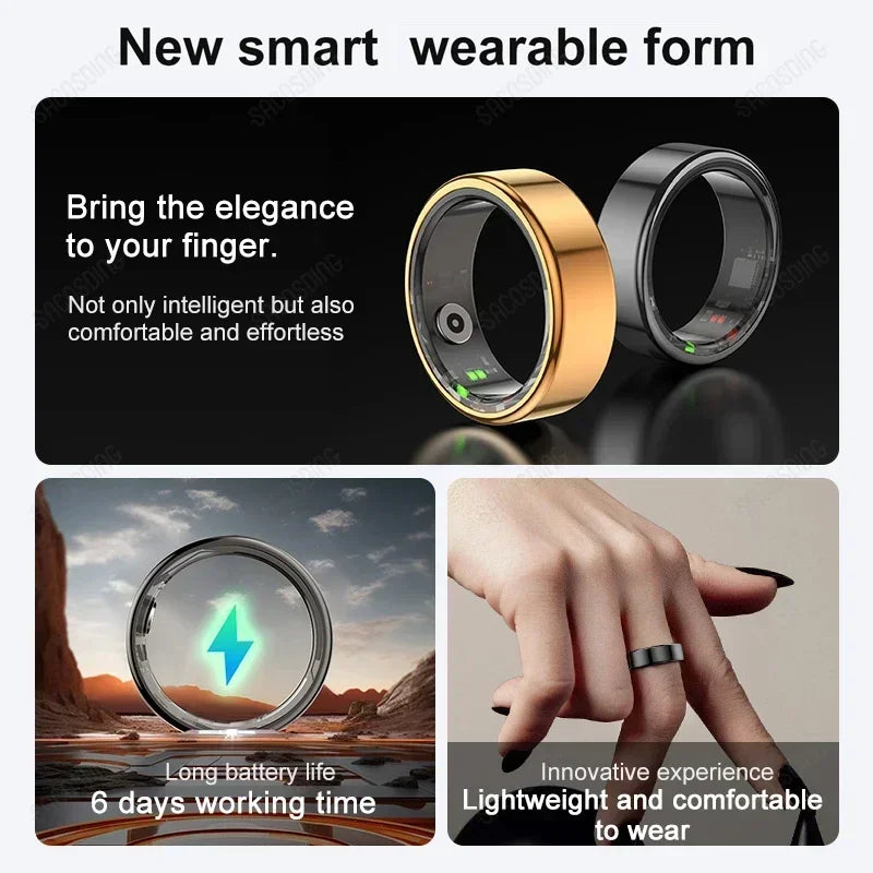 5ATM Waterproof Smart Ring  Health Monitoring 100+ Sport Modes Fitness Tracking Sport Ring