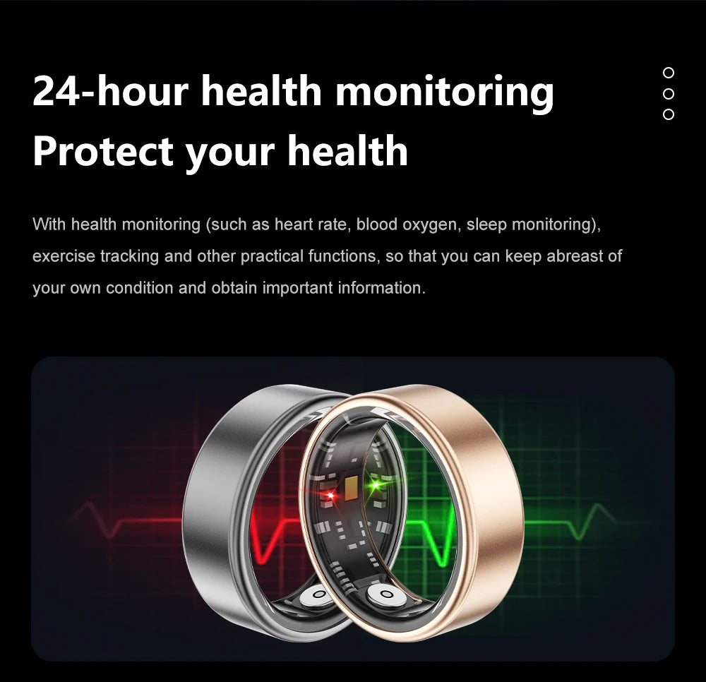 Aluminum Alloy Smart Ring Blood Oxygen Heart Rate Sleep Health Monitoring Waterproof Sports Modes