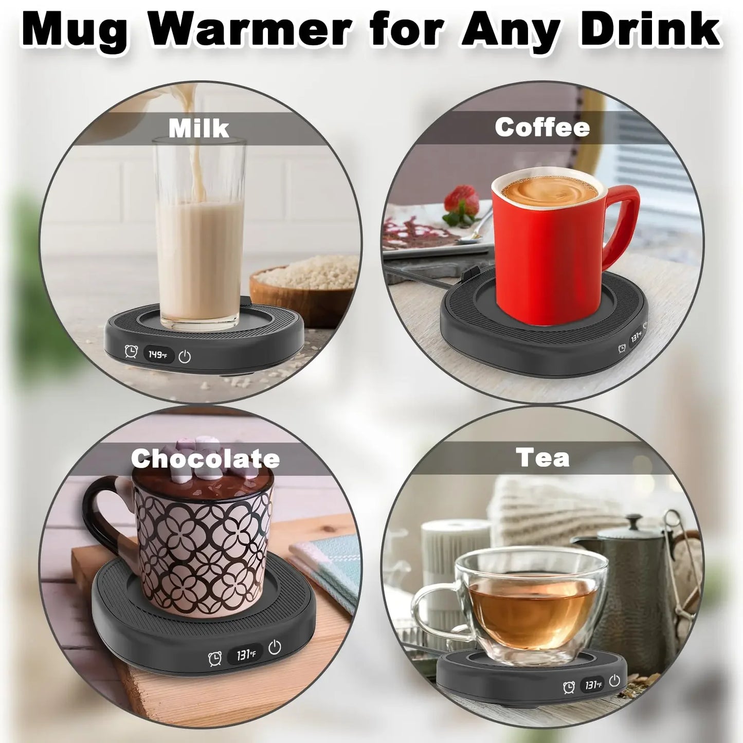 220V/110V Mug Warmer Milk Heating Pad Coffee Cup Coasters Smart Electric Beverage Warmer Insulat 3 Gear Adjustable Office Home