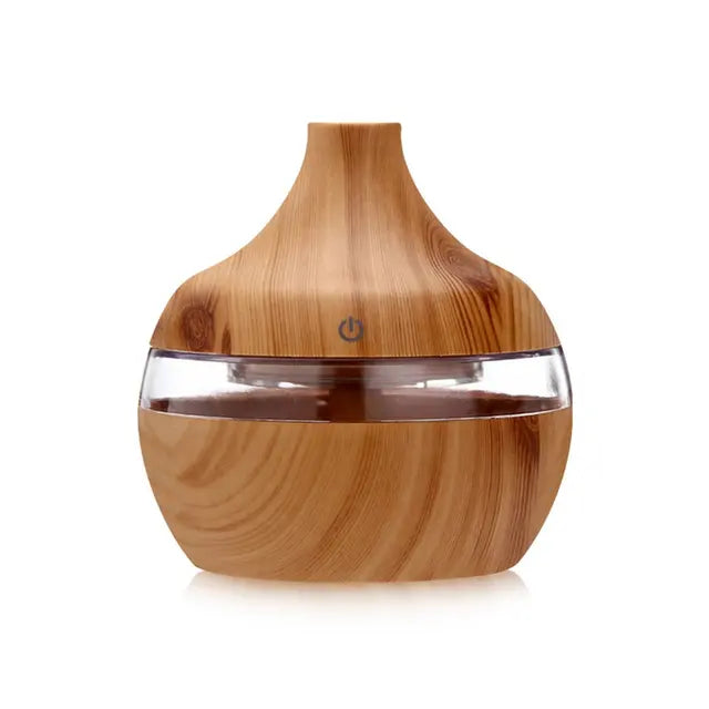 USB Air Humidifier Electric Aroma Diffuser Mist Wood Grain Oil Diffuser  Have 7 LED Light Humidifiers