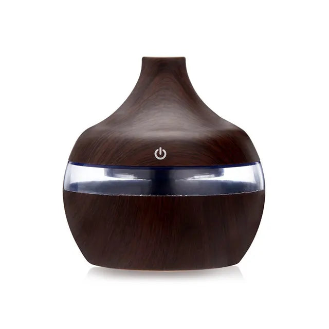 USB Air Humidifier Electric Aroma Diffuser Mist Wood Grain Oil Diffuser  Have 7 LED Light Humidifiers