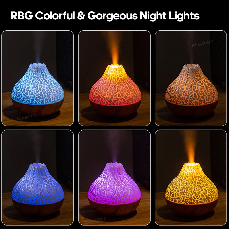 Volcano Air Humidifier Desktop Electric USB Humidificadore Water Mist Diffuser Purifier Air Freshener With 7 Colors Night