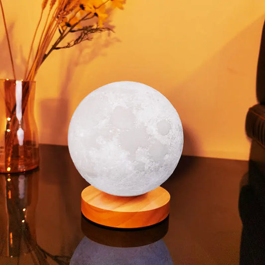 360° Rotation Moon Night Light 3D Atmosphere Bedside Table Lamp Remote Touch Dimming 3 or 16 Colors LED Lights