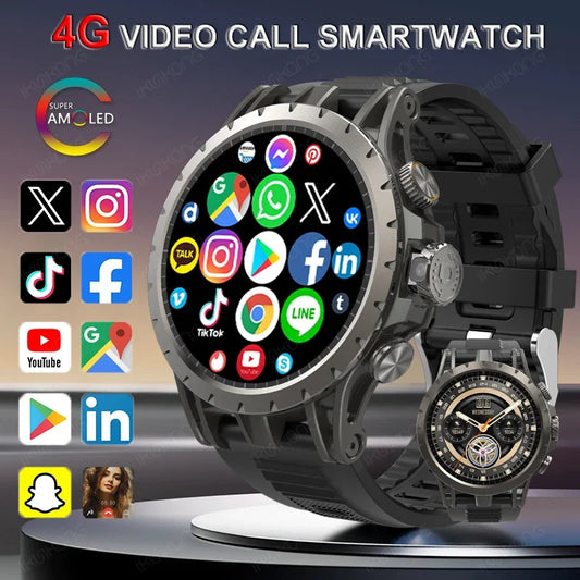 4G Full Netcom Android 9.0 4G Smart Watch 466*466 Amoled 1.43'' Screen Display GPS WIFI HD Video Call 5MP Camera