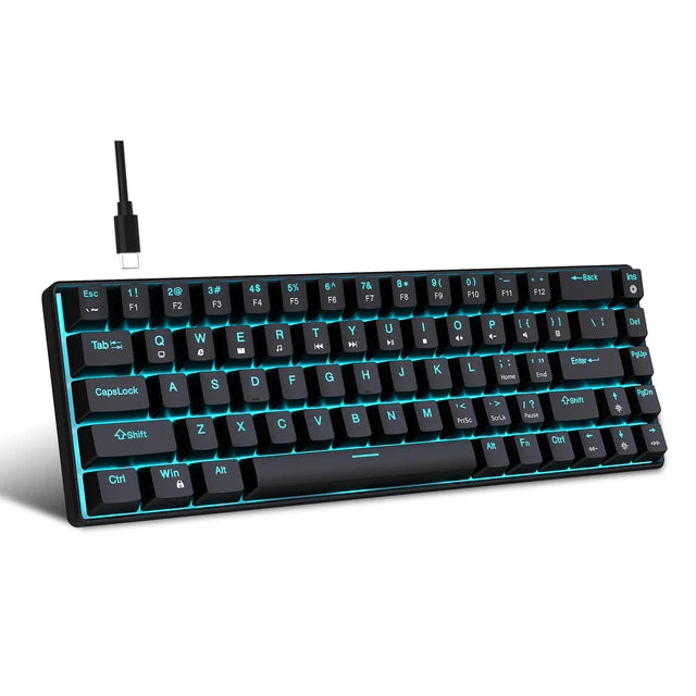 68 Keys Mechanical Keyboard Ergonomics RGB Backlit LED Hot Swappable Blue Switch Gaming Keyboard for PC Laptop