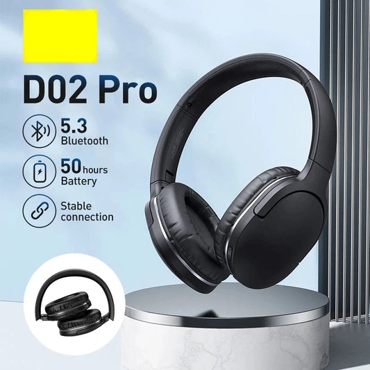 Baseus D02 Pro Wireless Bluetooth Headphones HIFI Stereo Earphones Foldable Sport Headset with Audio Cable foriPhone tablet