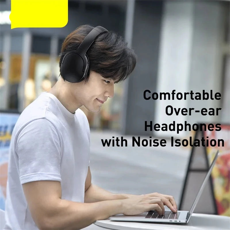 Baseus D02 Pro Wireless Bluetooth Headphones HIFI Stereo Earphones Foldable Sport Headset with Audio Cable foriPhone tablet