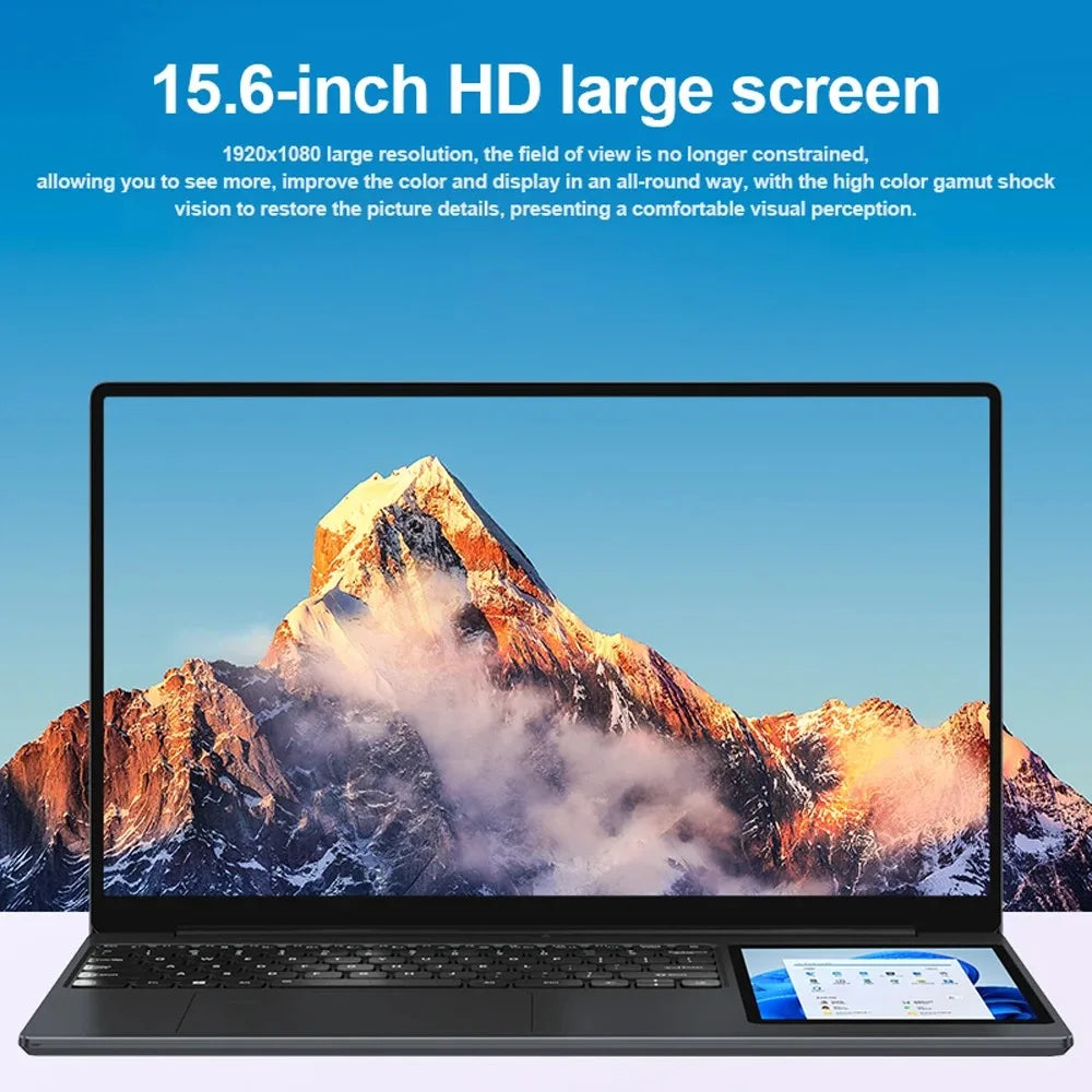 CRELANDER Intel laptop 15.6" +7" Touch Screen 32GB RAM 1TB SSD Backlit keyboard Windows 11 Notebook Computer Dual Screen Laptop