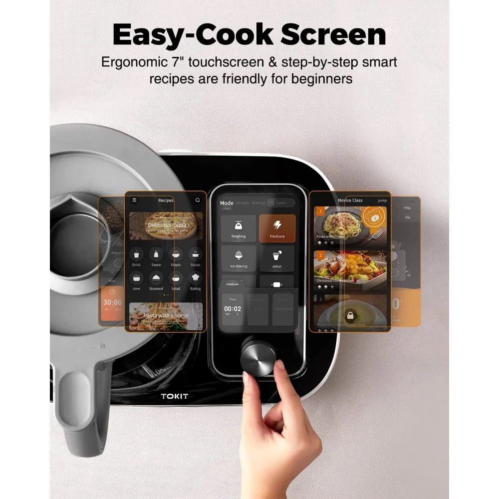 Cook Smart All-in-1 Food Processor for Sous Vide, Knead, Chop, Steam, 7" Touchscreen, 3000+ Guided Recipes, WiFi-Enabled