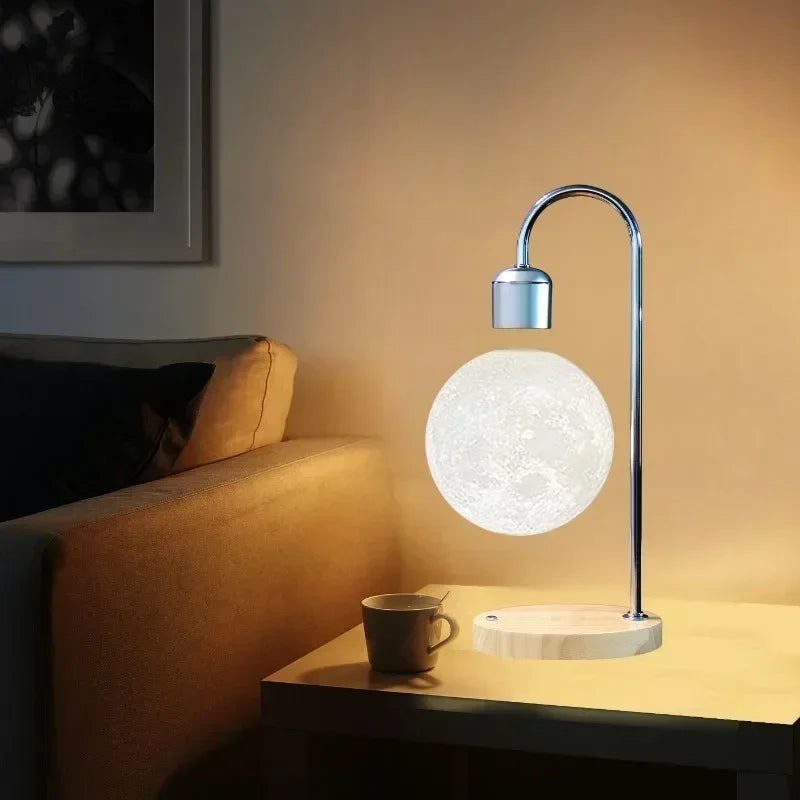 Creative Magnetic Levitation Moon Lamp for Home Decoration and LED Night Light with Wireless Charging