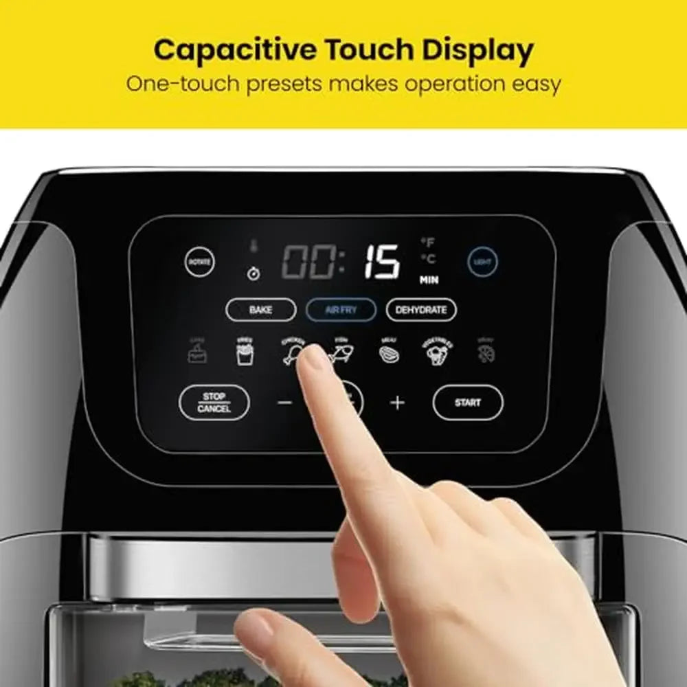 Digital Air Fryer Rotisserie Dehydrator Convection Oven 10L Capacity 17 Touch Screen Presets Stainless Steel  Family Size Meals