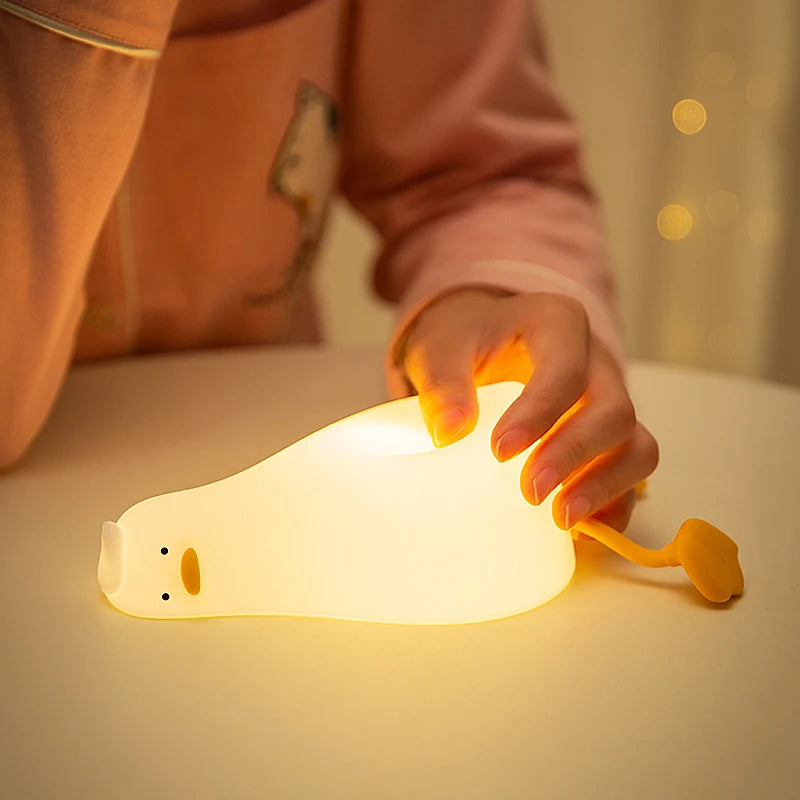 Duck Nightlights Led Night Light Duckling Rechargeable Lamp USB Cartoon Silicone