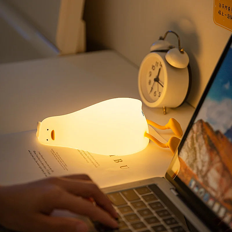 Duck Nightlights Led Night Light Duckling Rechargeable Lamp USB Cartoon Silicone