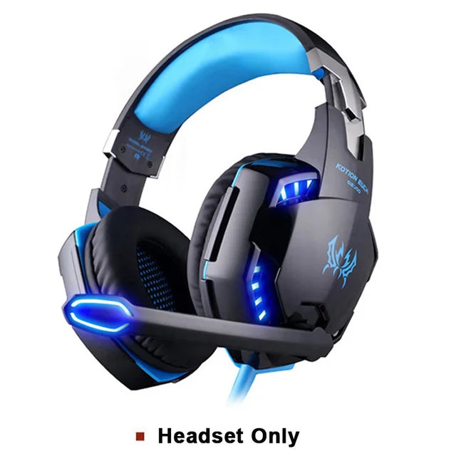 Gaming Headset Deep Bass Stereo Game Headphone with Microphone LED Light for PC Laptop PS4+Gaming Mouse+Mice Pad