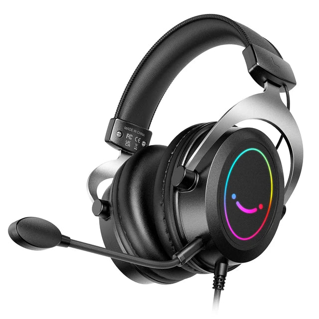 Gaming Headset with Dynamic RGB/MIC/In-line control,Ultra-Soft Memory Foam Ear Pads,for PC PS4 PS5 Xbox Laptops -H3