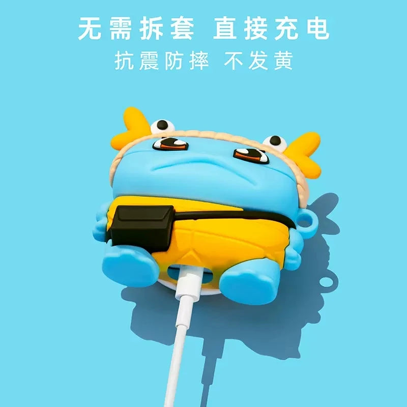 For Airpods 1 2 3 Pro Pro 2 Case Cute Cartoon Deer antler hat Squirtle Silicone Earphone Case Accessories Cover