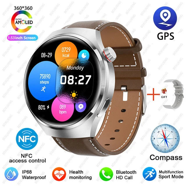 GT4 PRO Smart Watch Men Watch 4 Pro AMOLED HD Screen Bluetooth Call GPS NFC Heart rate waterproof Smart Watch