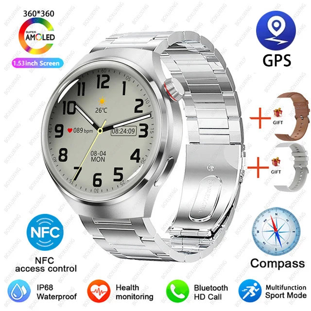 GT4 PRO Smart Watch Men Watch 4 Pro AMOLED HD Screen Bluetooth Call GPS NFC Heart rate waterproof Smart Watch