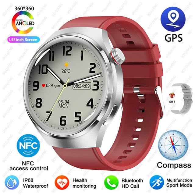 GT4 PRO Smart Watch Men Watch 4 Pro AMOLED HD Screen Bluetooth Call GPS NFC Heart rate waterproof Smart Watch