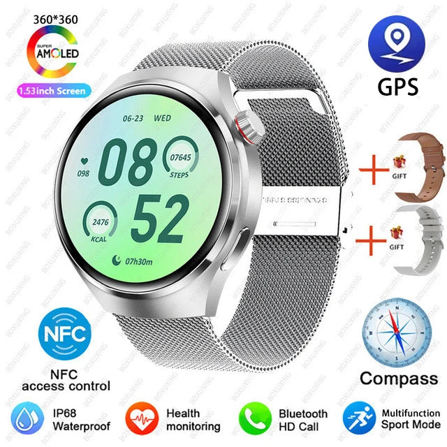 GT4 PRO Smart Watch Men Watch 4 Pro AMOLED HD Screen Bluetooth Call GPS NFC Heart rate waterproof Smart Watch