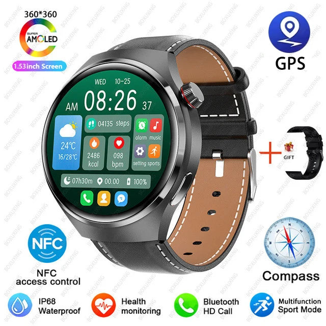 GT4 PRO Smart Watch Men Watch 4 Pro AMOLED HD Screen Bluetooth Call GPS NFC Heart rate waterproof Smart Watch