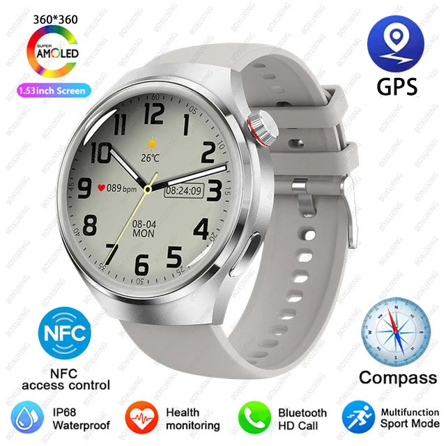 GT4 PRO Smart Watch Men Watch 4 Pro AMOLED HD Screen Bluetooth Call GPS NFC Heart rate waterproof Smart Watch